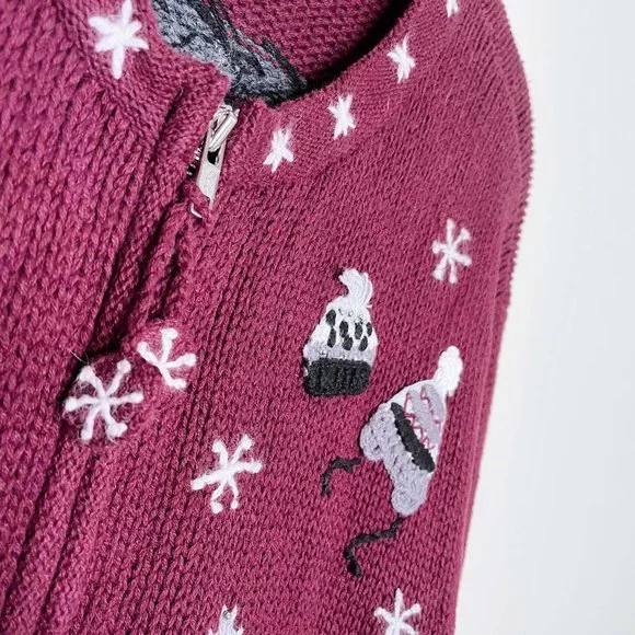 ⚡️SOLD⚡️ vintage croft & barrow embellished holiday cardigan - size large - Picture 2 of 7